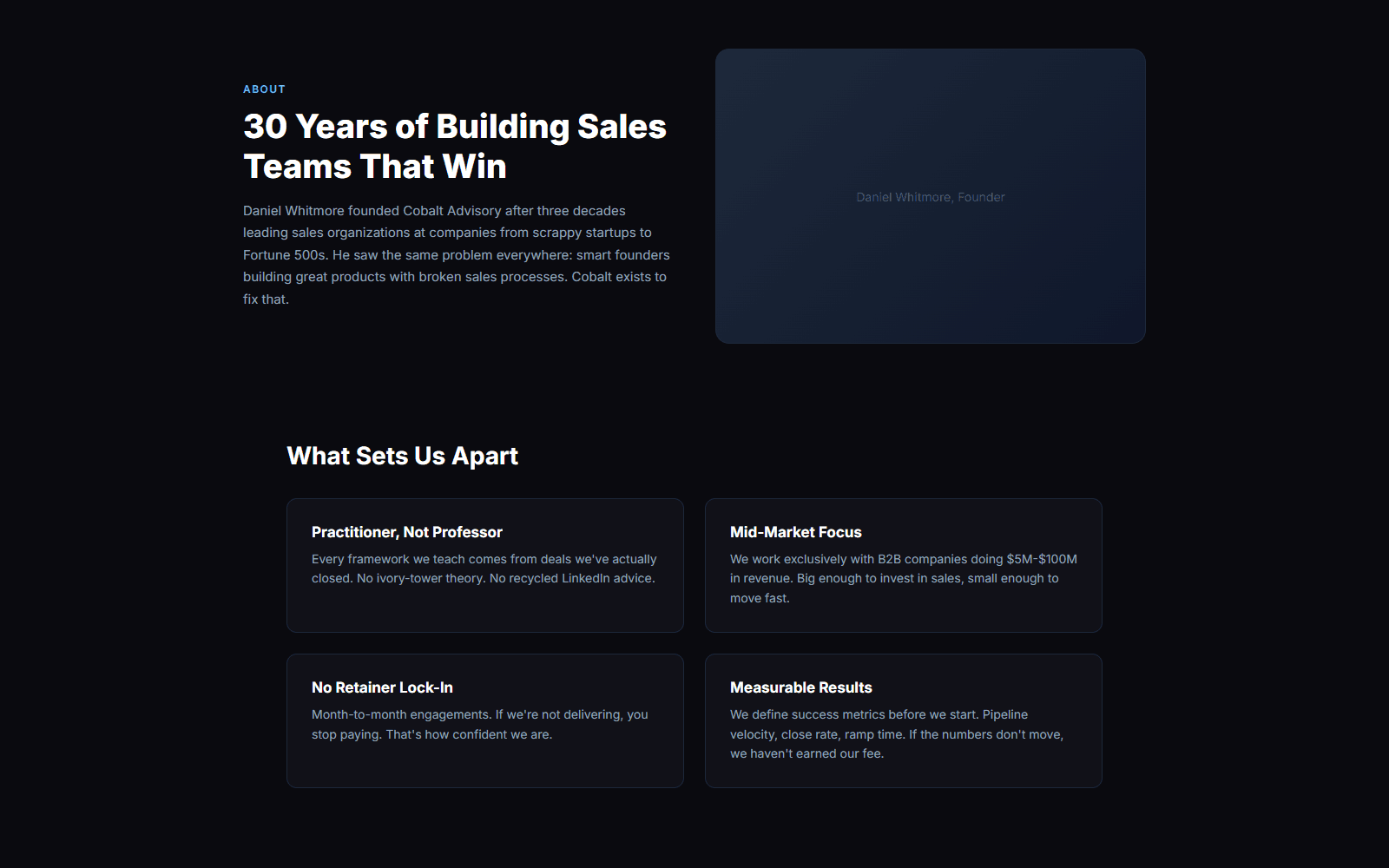 Cobalt Advisory about page