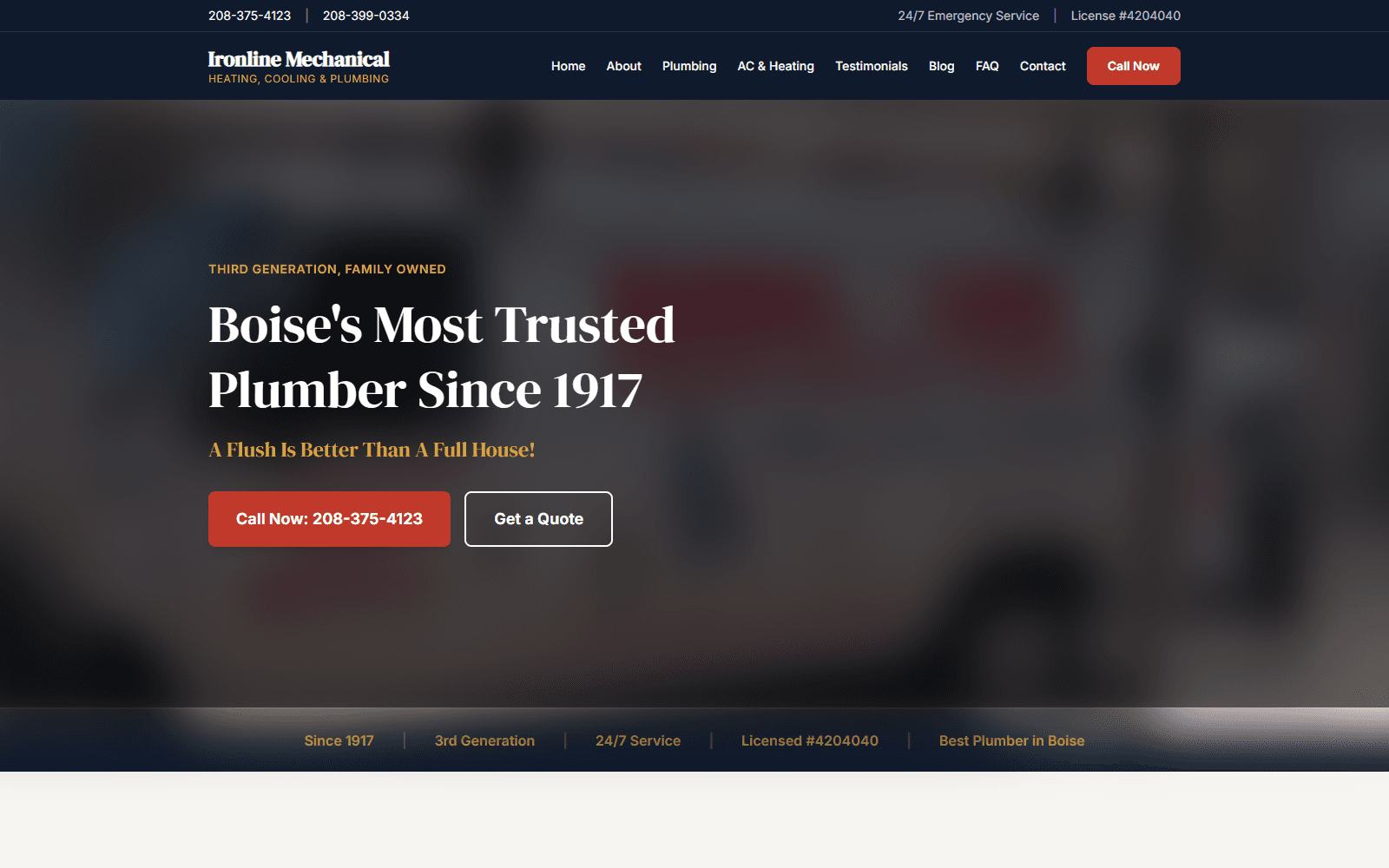 Ironline Mechanical homepage hero