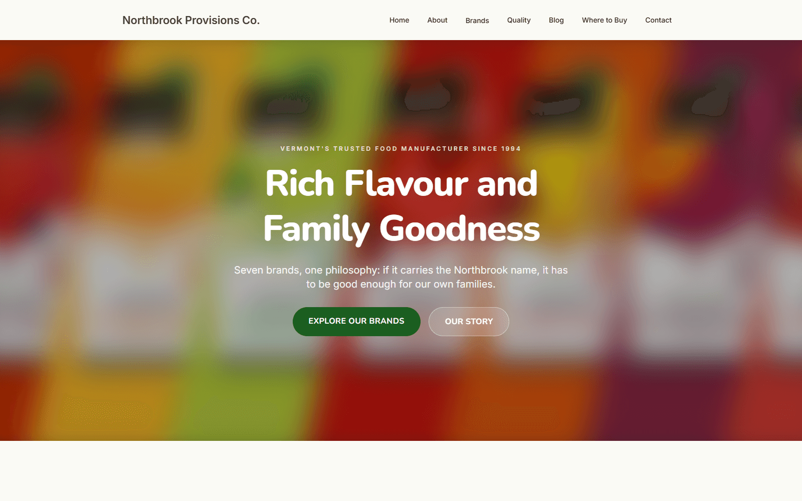 Northbrook Provisions Co. homepage hero