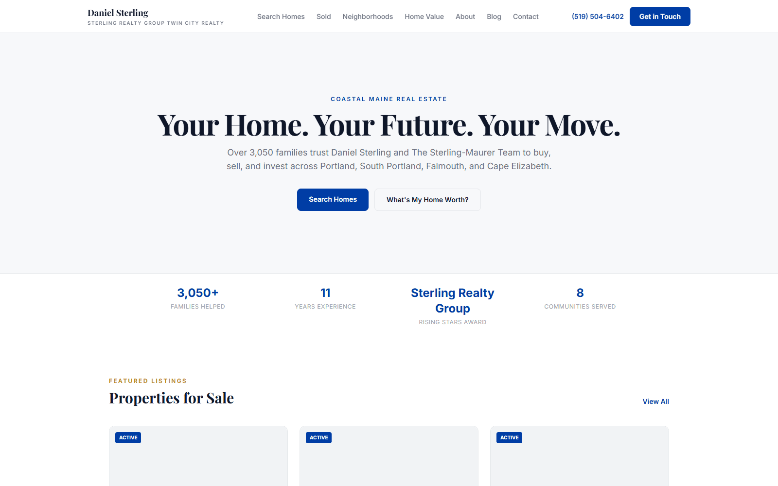 Sterling Realty Group homepage hero