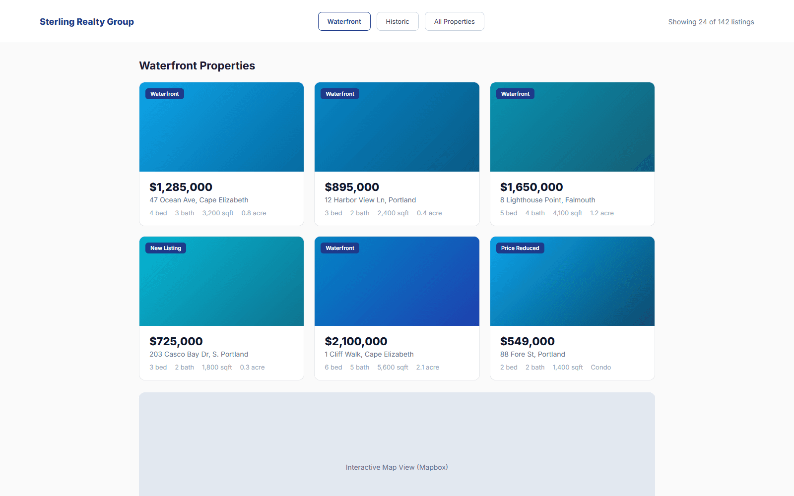 Sterling Realty Group live property search with MLS data